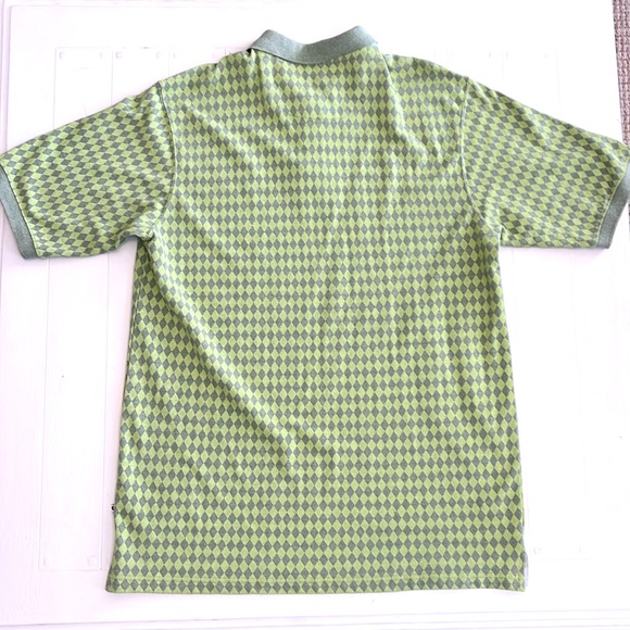 PHAT FARM Green and Grey Diamond Pattern Polo Style Shirt. - Picture 2 of 5